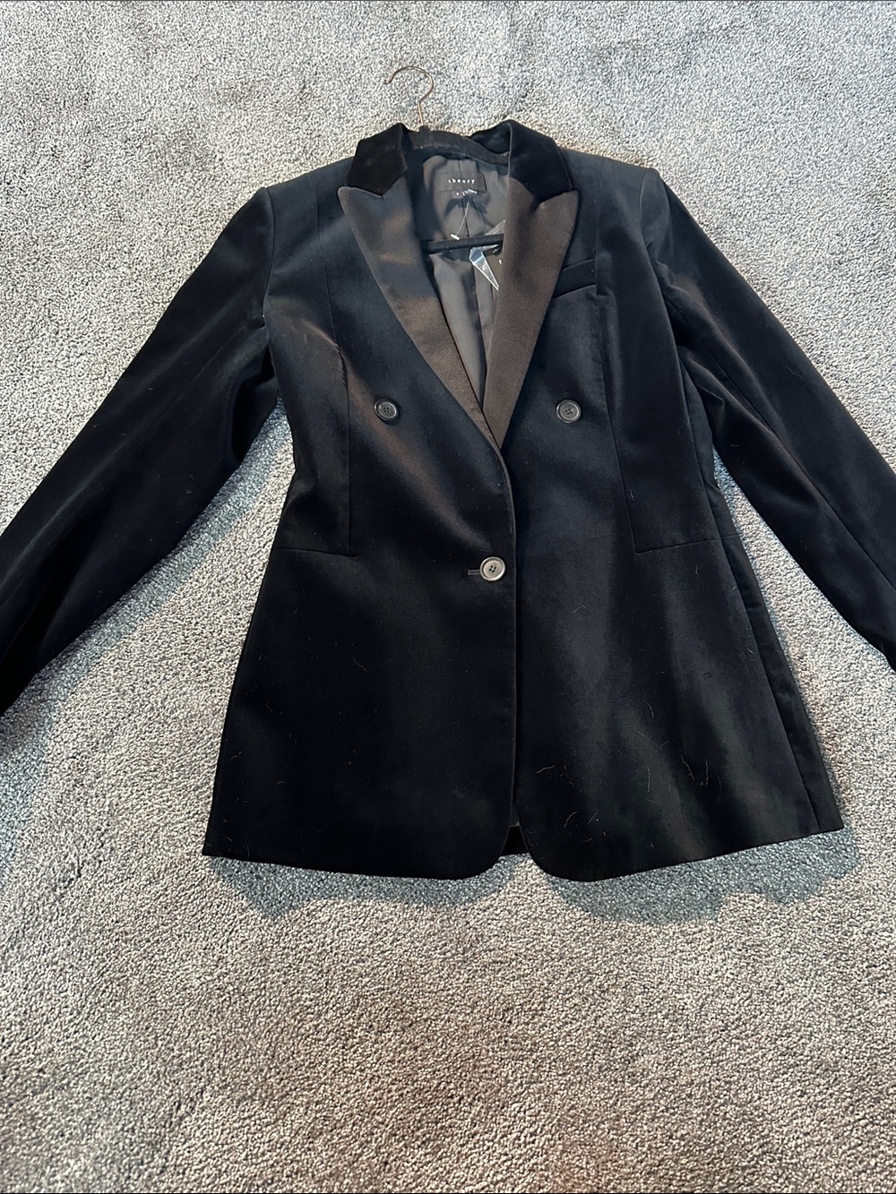 Theory Black Velvet Double-Breasted Blazer